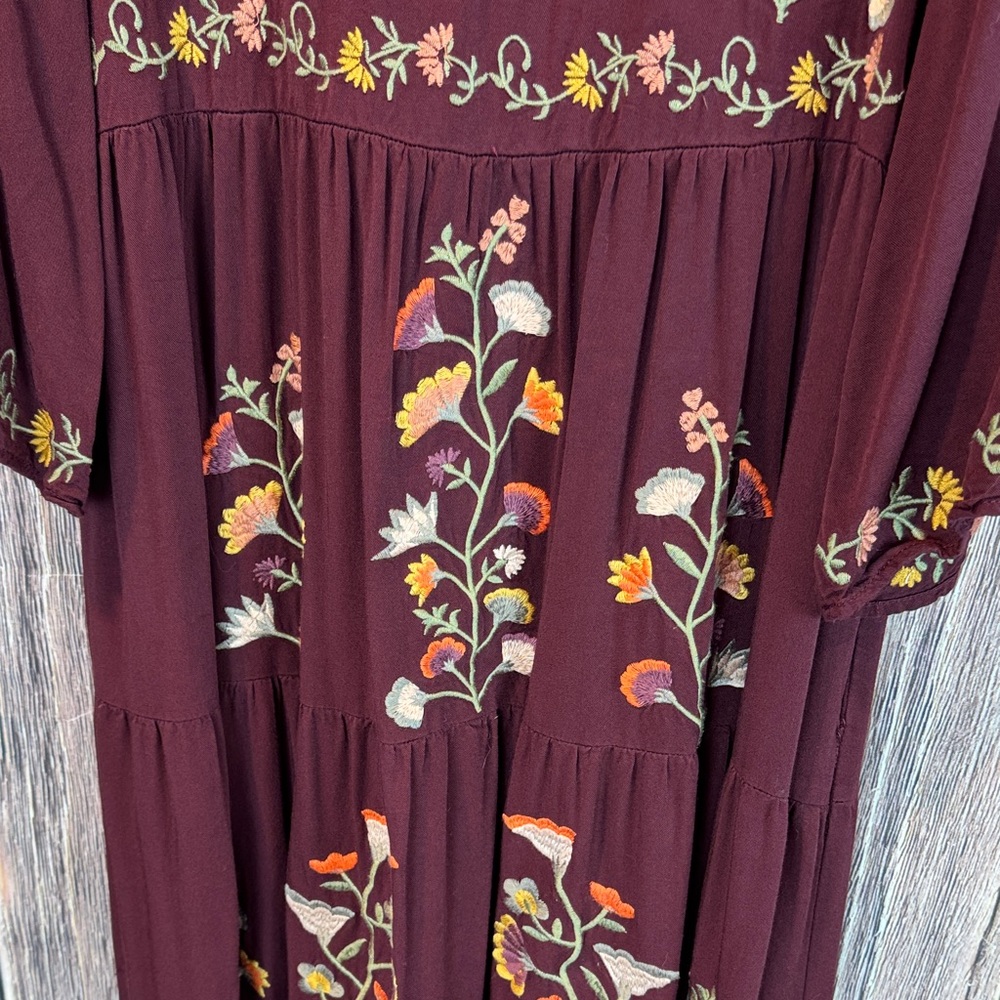 Orange Creek Burgundy Floral Long Sleeve Dress - Picture 3 of 10